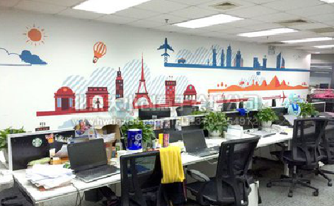 武夷山教你设计办公室墙绘的方法。